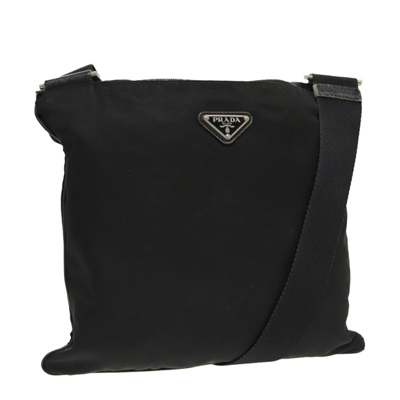 PRADA Shoulder Bag Nylon Black Silver Auth 96343 - Picture 1 of 16